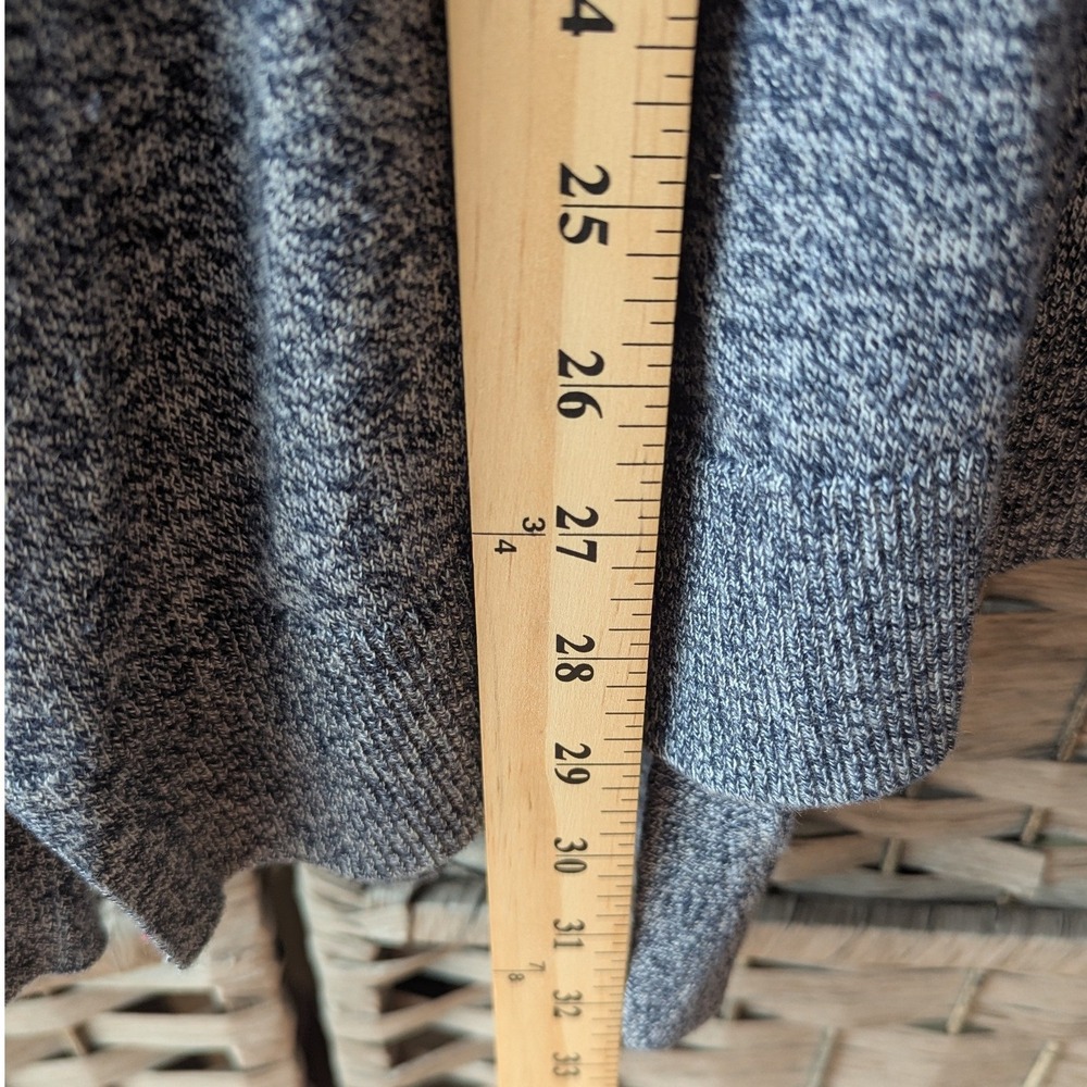 Talbots Blue Marled Cotton Cashmere Open Front Cardigan Longline Textured Knit - Picture 5 of 8